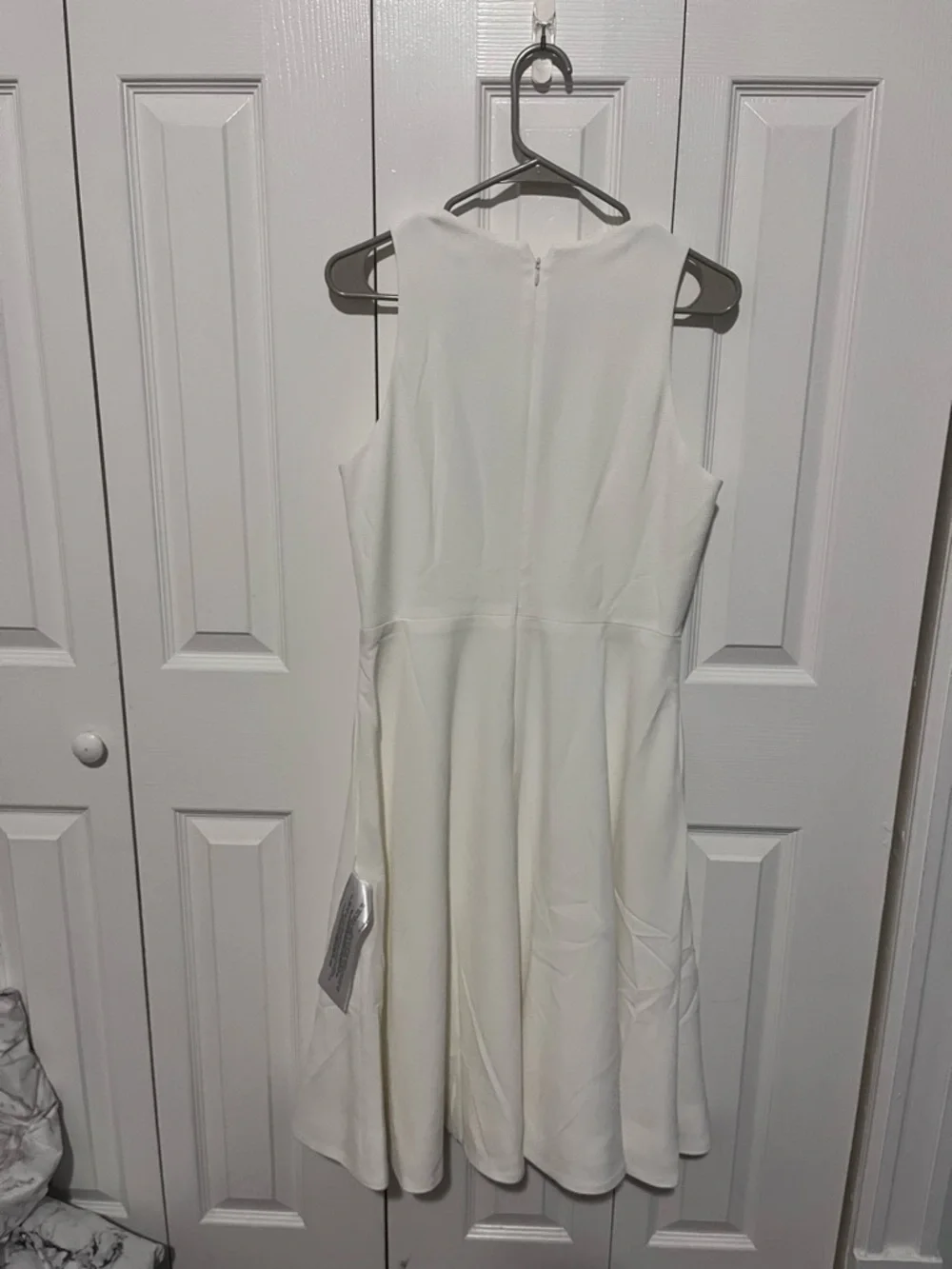 Dress the Population White V-Neck Fit-and-Flare Dress NWT Size Large